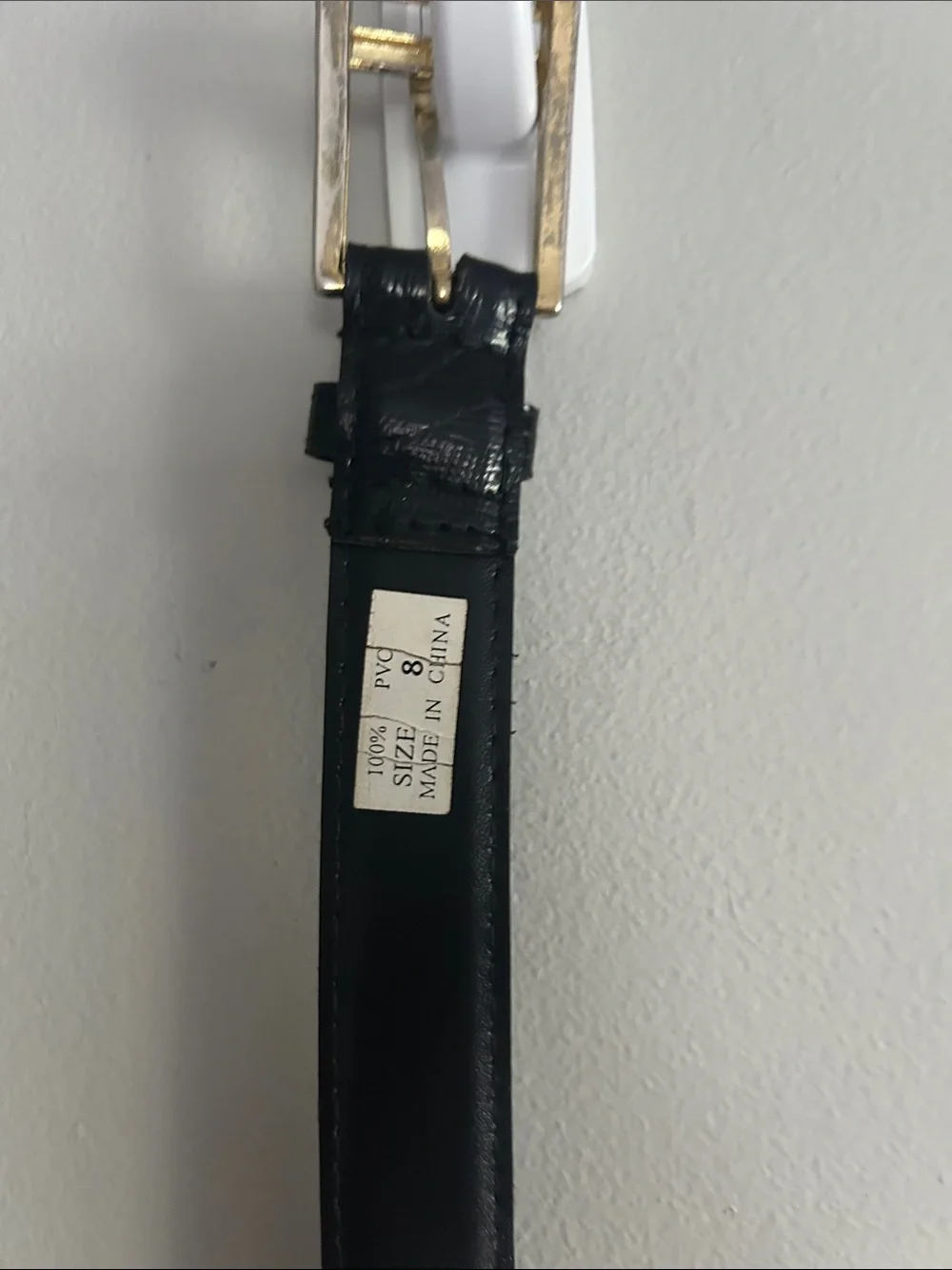 Black faux Leather Skinny Belt with Gold Buckle